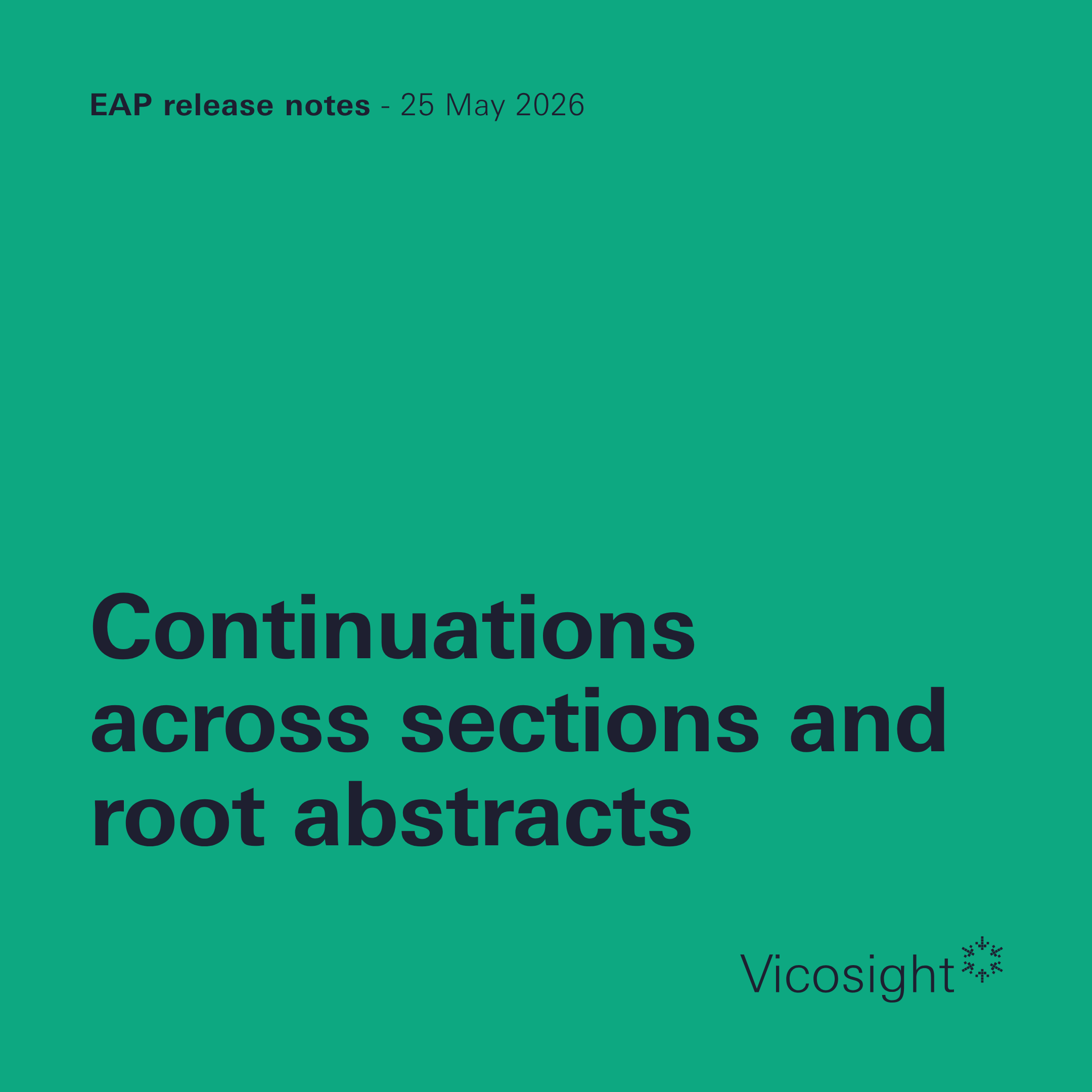 EAP release notes: continuations across sections and root abstracts